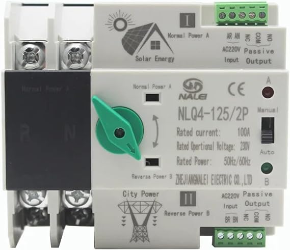 230V Photoic Inverter Model Switching Continuous Power Dual Power Automatic Conversion Switch NLQ4-125/2P 63A 100A 16A-125A(2P 80A)