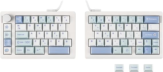 EPOMAKER Split70 Wireless Gaming Keyboard, Split Keyboard, QMK/VIA Supported, 70% Keyless, Mechanical Keyboard, Wireless, Hot-Swapping, Creamy Linear Switch, 2.4Ghz/BT/Type-C Knob, RGB Backlight, PBT