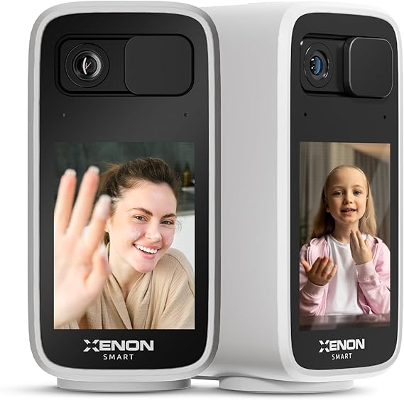 Xenon Smart Akıllı Ekranlı Güvenlik Kamerası Wi-Fi 4MP 2K QHD Görüntü Hareket Algılama 355° Gece Görüş Yaşlı ve Çocuk Takibi için Çift Yönlü Görüntülü Sesli İletişim (256gb) 2'li Set