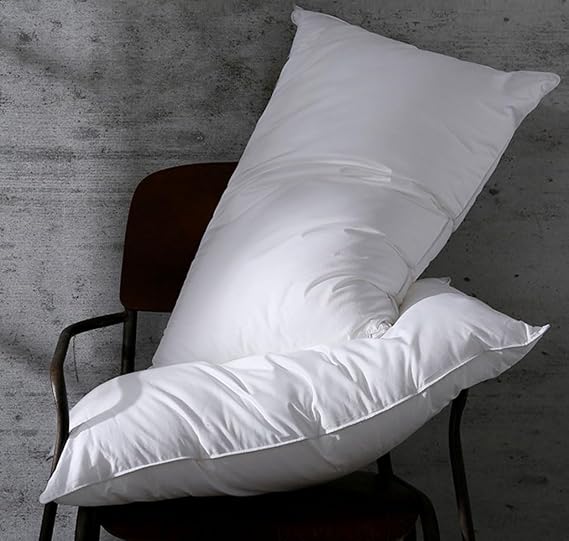 achard Set of 2 White Goose Feather Bed Pillows Queen Size- Soft 100% Cotton, Medium Soft Support Surround Fill Polyester,White Solid