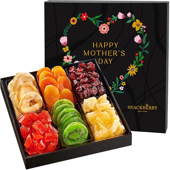 Snackberry Mothers Day Dried Fruit Basket, Gourmet Snack Box, in Elegant Drawer Window Box, Healthy Gift Snack Box for Women. Kosher Parve (Single)