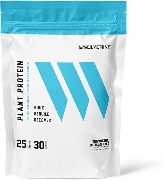 Swolverine Plant Protein | 100% Vegan, Plant-Based Protein Powder, Pea Protein Isolate, Pumpkin Seed Protein, 25G Protein, 30 Servings Chocolate Cake Flavor (Chocolate Cake)