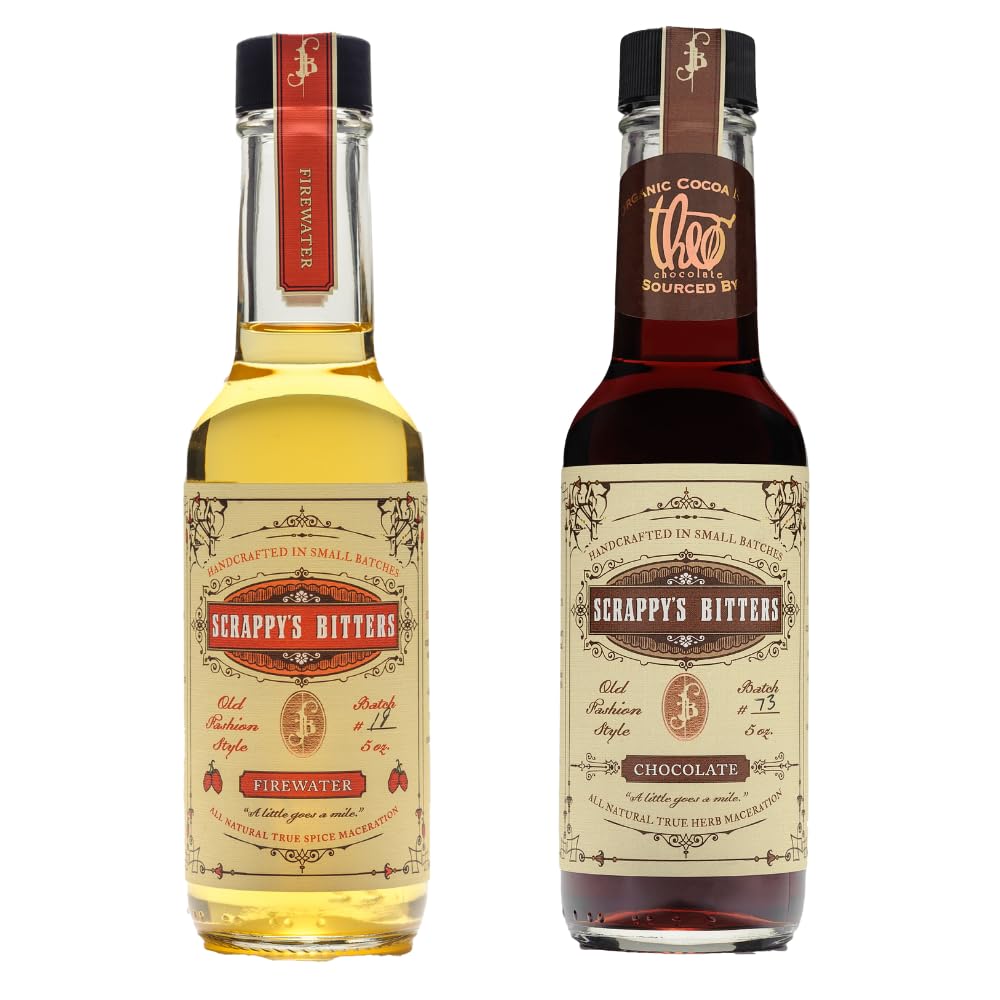 Scrappys Bitters Collection - Fire Tincture & Chocolate | 5 oz Bottles | Organic Ingredients, No Artificial Flavors, Chemicals or Dyes | Handcrafted in the USA