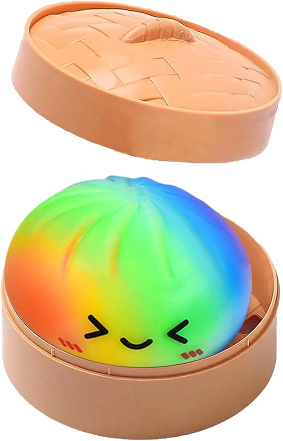 4Pcs Giant Mystery Dumpling Squishy, Squishy Dumpling Stress Toys with Steamer Box, Soft Squeeze Decompression Buns, Anxiety Relief Fidget Toys, Dumplings Toy Fidget Toy (D01)