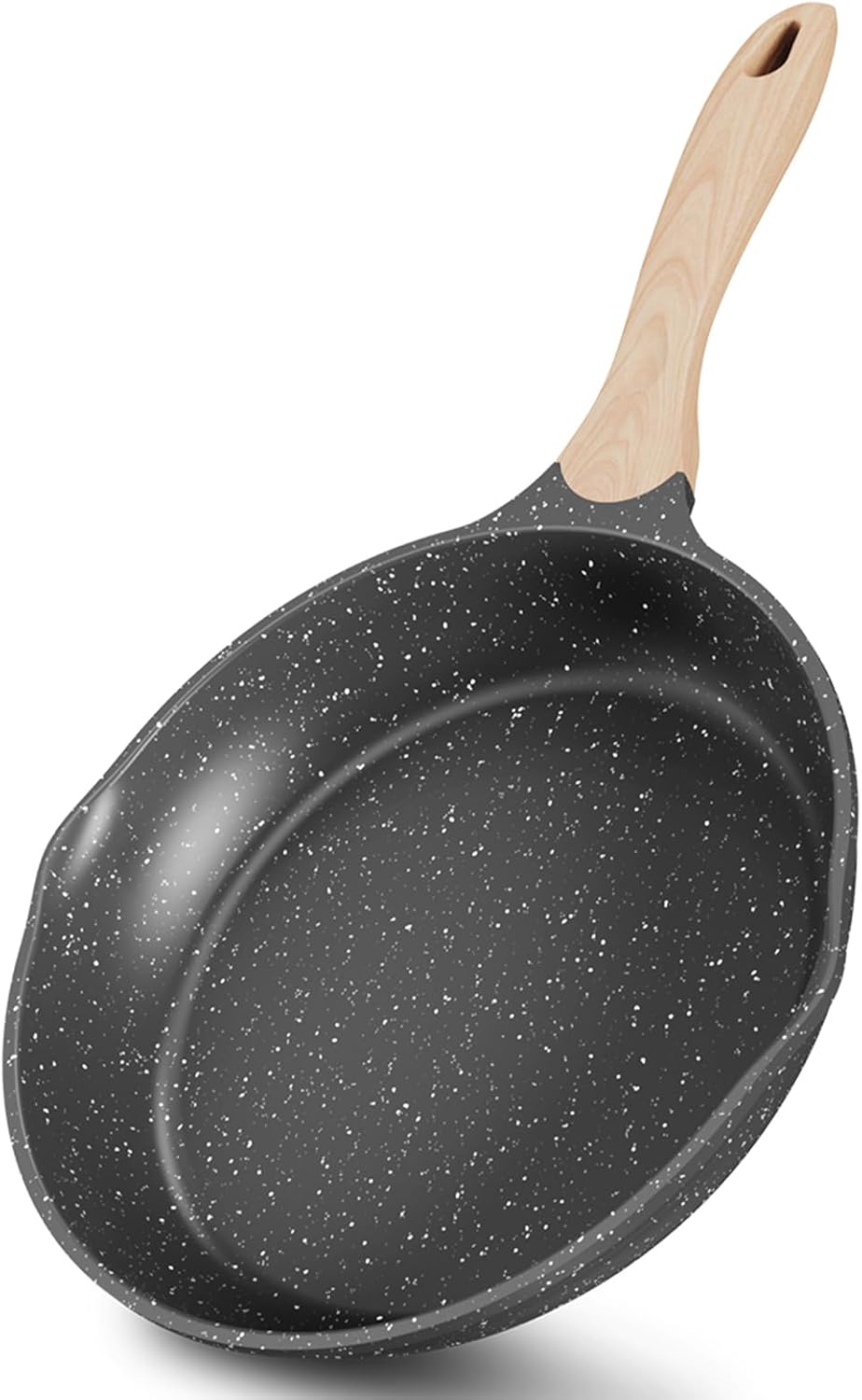 JEETEE Aluminium Non Stick Frying Pans 20cm, Granite-Non-Stick Omelette Fry Pan with Cool Handle, Suitable for All Stoves, PFOA/PFOS Free