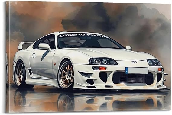 JDM Car Poster Supra MK4 Vintage Sports Car Decorative Canvas Family Bedroom Artwork Picture Painting 12x18inch(30x45cm)