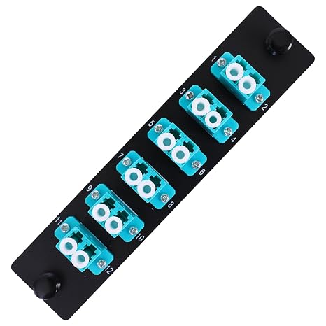 6 Duplex 12 Core LC Adapters LGX Footprint OM3 Fiber Patch Panel Loaded 12 Fiber Ports Couplers Enclosure - LC UPC Blue Compatible with Multimode SingleMode |1.25G/10GB OM1-OM3