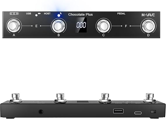 M-VAVE Chocolate Plus Wireless MIDI Foot Controller 4 Buttons BT Rechargeable, APP Control