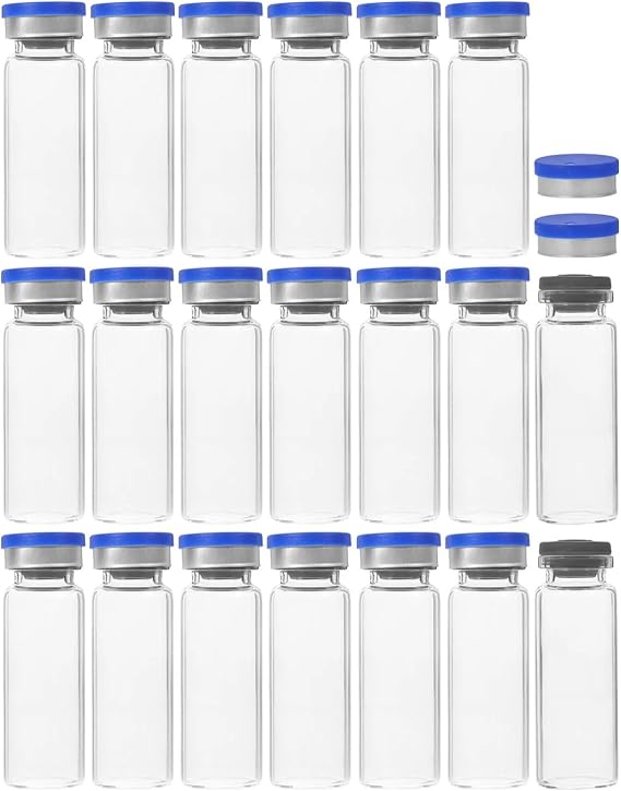 20pcs Vials 12Ml Clear Glass Bottles Small Glass Storage Bottles For Science Test Tube Sample Containers