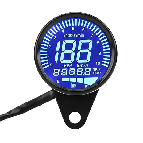 Tbest 12V Dc Speedometer for Motorcycle,Universal Motorcycle LED Digital Speedometer Tachometer Speed Gauge Oil Level Meter