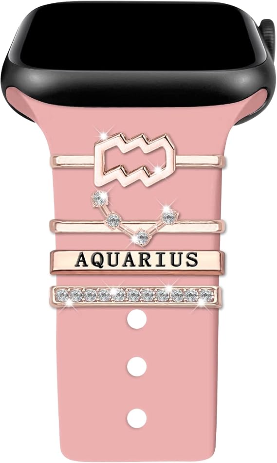 12 Constellations Decorative Rings Compatible with Apple Watch Silicone Bands Charms 49mm 45mm 44mm 42mm 41mm 40mm 38mm iWatch Series 10 9 8 7 6 5 4 3 Charms Accessories (No Band)