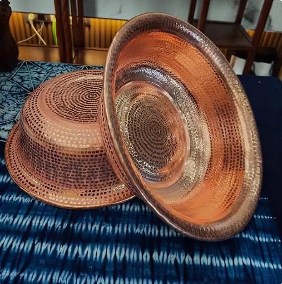 Hand-Hammered Copper Basin,Portable Pedicure Copper Bowl Foot Soak Copper, Height 12cm,vegetable Washing Basin and Multi-purpose Copper Basin