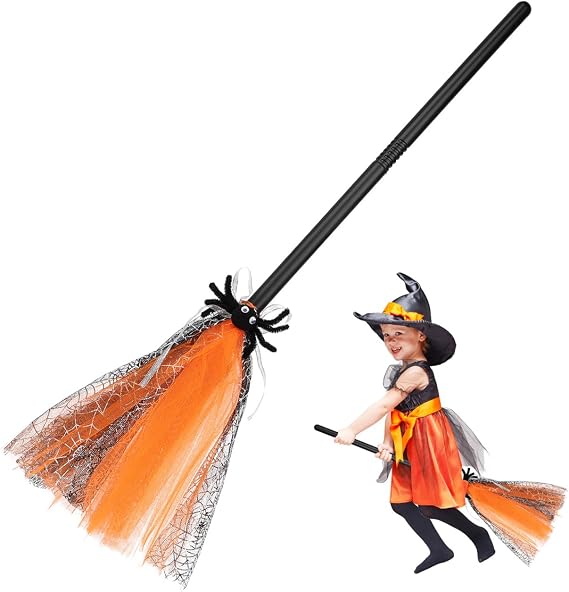 MAGICLULU 1Pc Halloween Witch Broom Plastic Witch Broomstick for Halloween
