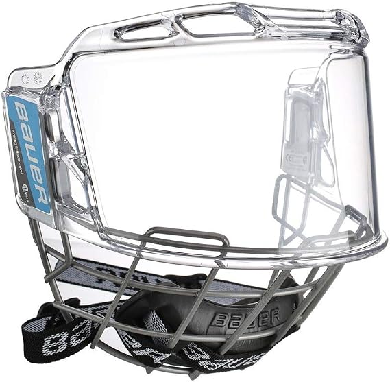 Bauer Ice Hockey Helmet Face Mask Hybrid Shield, w/Mounting Hardware, Certified