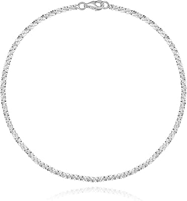 925 Sterling Silver Ankle Bracelets for Women, Anklet for Women Sterling Silver, Sparkleing Rope Italian Chain Anklets 9 10 11 Inch