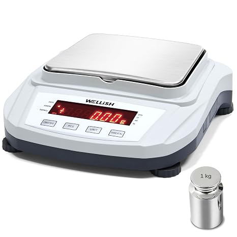 Lab Scale 2000g/0.01g High Precision Digital Scale with 1kg Weights Analytical Balance Electronic Scale for Kitchen Lab Weighing