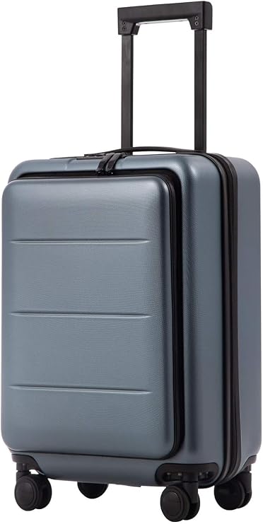 Coolife Luggage Suitcase Piece Carry On ABS+PC Spinner Trolley with pocket Compartmnet(Night navy, 20in(carry on))
