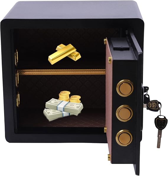 Digital Safe Box, 1.4 cu.ft Security Box with 2 Keys Lock Small Keypad Money Cabinet for Home Office Documents Gold Valuable Objects Wall Fixing Safe High-Decibel Alarm