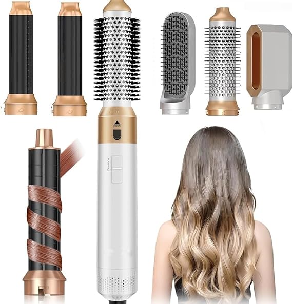 Hair Dryer Brush 5 in 1, Negative Ion Blow Dryer Brush Set - 110,000 RPM High -Speed Hot Air Brush Air Styler Curling Wrap Air Curler,Curling Iron Hair Styling Tools for Straight Curl Drying Smoothing