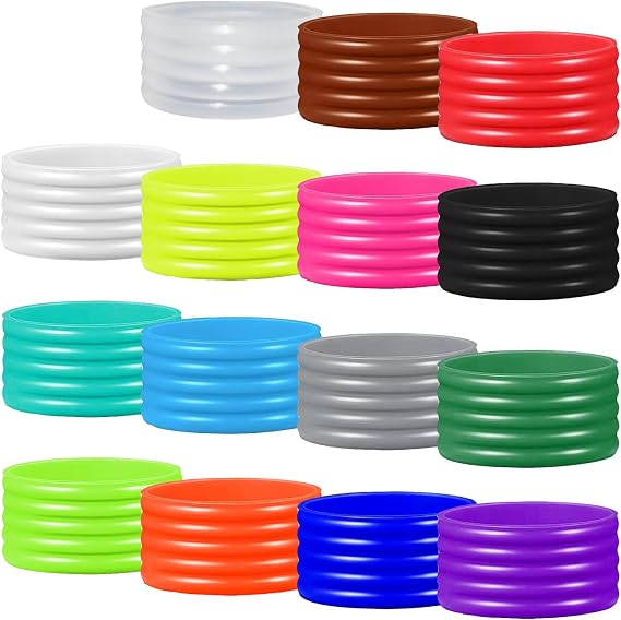 15 Colors Available Good Elasticity 8-45 Pcs Tennis Racket/Pickleball Paddles/Squash Silicone Ring Racket Grip Bands Rubber Ring,Grip Finishing Ring/Racquet Grips Overgrip