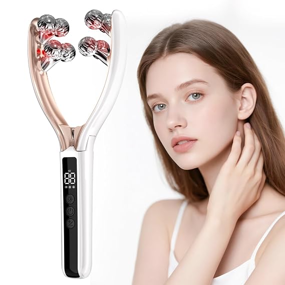 Doge&Vollar Face Roller Massager, Jaw & Tmj Massager for Lymphatic Drainage, Face Sculpting Tool with Vibration & Heating, Relaxation Gift for Home & Travel Use