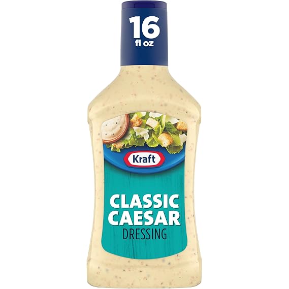 Kraft Dressing, Classic Caesar, 16 fl oz Bottle | No Artificial Flavors or Colors, Rich & Creamy, a Thick, Tangy Blend of Vinegar, Garlic & Oil, Great for Salads