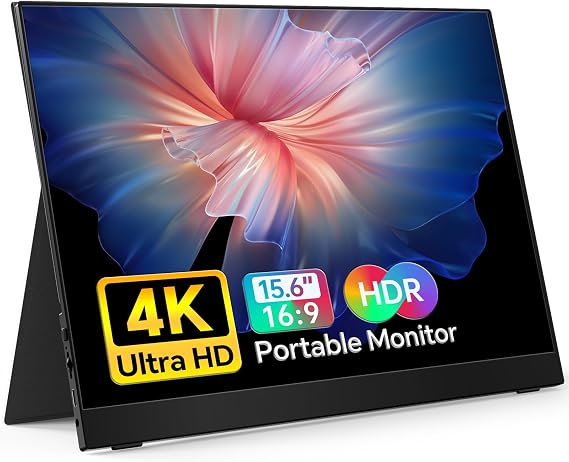 MNN 4K Portable Monitor 15.6" 3840x2160 UHD USB-C HDMI Laptop Monitor, 100% Adobe RGB IPS Computer Gaming Display HDR w/Speakers & Smart Cover,for Laptop Xbox PS5 Switch PC Phone