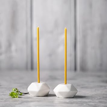Set of 2 Danilovo Taper Candle Holder - Handcrafted, Sturdy Ceramic Thin Candlesticks Holder - Ideal Luxury White Home Decor for Any Occasion