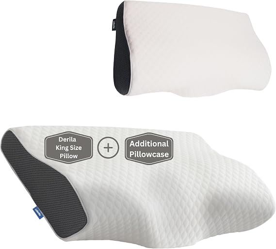 Derila King Size Neck Pillow Cervical Memory Foam Pillow & Additional Pillowcase