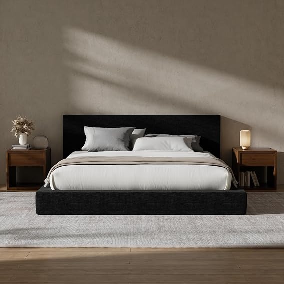 RECCI AirFrame Full Size Upholstered Bed Frame with Plush Padded Headboard | Plush Padded Headboard, 360 Soft Foam Surround, Low Profile Cloud Bed Frame, No Box Spring Required, Easy Assembly