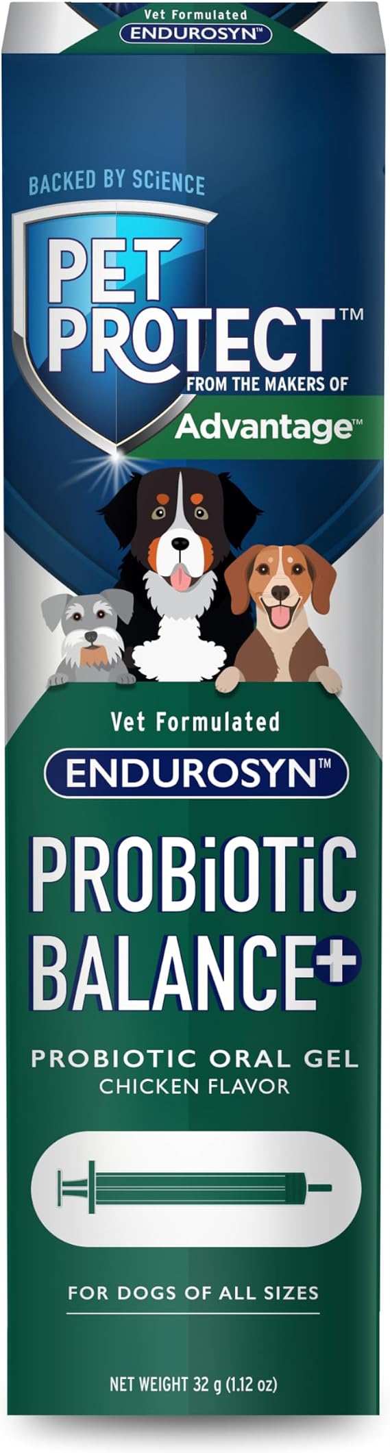 Pet Protect Dog Probiotic Balance+ Oral Gel, Vet-Formulated Endurosyn, Prebiotics & Probiotics for Dogs, 3-Day Supply, Chicken Flavor (32g)