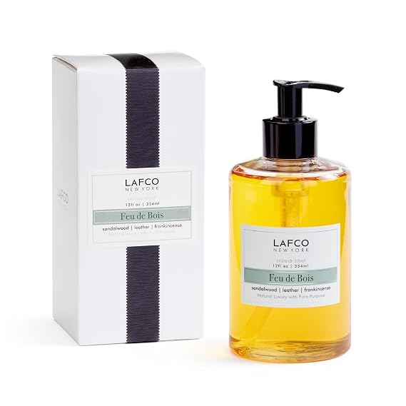LAFCO New York Liquid Soap, Feu de Bois - 12 oz - Regenerates, Protects & Moisturizes - All Skin Types - Hypoallergenic, Synthetic Free & Cruelty Free - Made in Italy