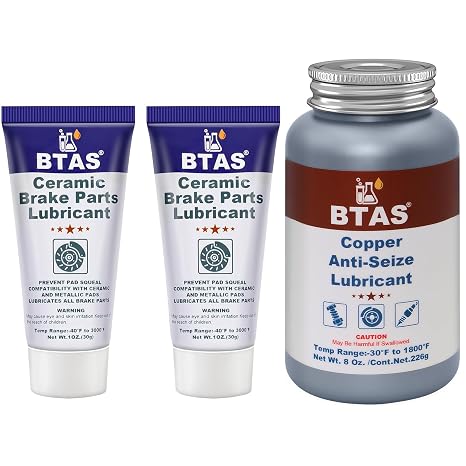 BTAS Brake Anti Seize Synthetic Ceramic Grease 1 oz 2 Pcs & Copper Anti-Seize Lubricant 8 oz
