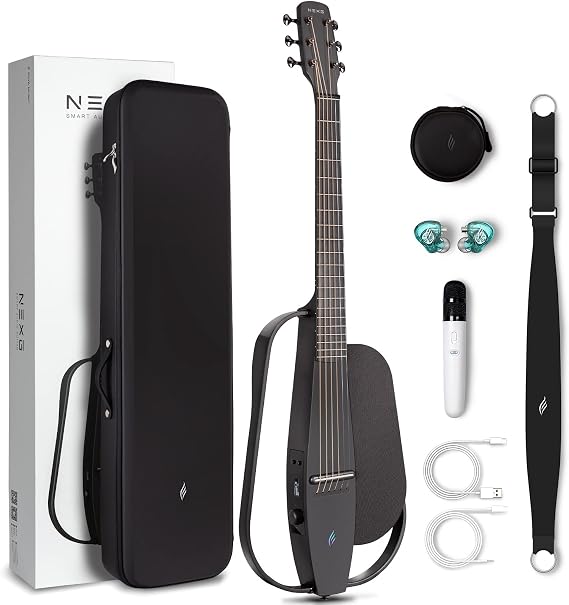 Enya NEXG Acoustic-Electric Carbon Fiber Audio Guitar Smart Acustica Guitarra for Adults with 50W Wireless Speaker, Preamp, Wireless Microphone, Hi-Fi Monitor Earphones, Strap, and Case(Black)