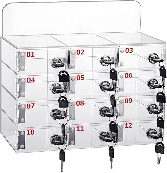 Mobile Phone Storage, Personal Storage Box With 12/15/20/25/30/40 Slots Transparent Mobile Phone Locker With Lock Desktop Mobile Phone Storage Cabinet For Employees(12 Slots)