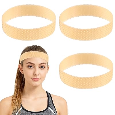 3 Pcs Silicone Wig Grip Band, Non-Slip Elastic Wig Bands Adjustable Silicone Wigs Headband for Men Women Sweat-Proof Hold Skin Color