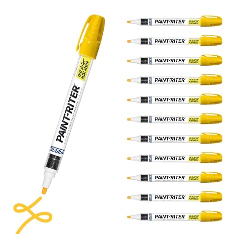 Markal 96821 Valve Action Paint Marker with 1/8" Bullet Tip, Yellow (12 Markers)