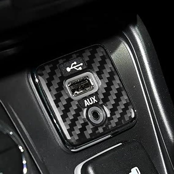 Real Premium Carbon Fiber Compatible with Jeep Compass 2017 2018 2019 2020 2021 Accessories Car USB Outlet Cover Sticker Decal Interior Trim
