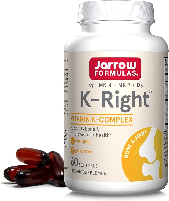 Jarrow K-Right with Vitamin K2 MK-7 and Vitamin D3, 60 Softgels
