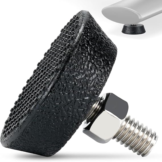 TrubliFit Replacement Support Foot Pads for Peloton Bike and Bike+, Stainless Steel 3/8 Screws Anti-Slip Rubber Foot Pads, Bike Foot Pads for Peloton Replacement Leveling Screws 1 Pack