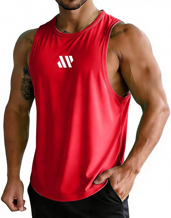 Lastesso Men's Sleeveless Shirts Summer Casual Round Neck Loose Fit Workout Tee Shirts Athletic Sports Muscle Tank Tops