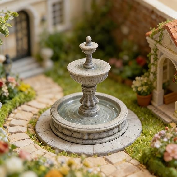 1 Mini Garden Fountain, Miniature Dollhouse Accessories, 1 12 Scale Dollhouse Accessories, Dollhouse Decor for Courtyard, Patio or Outdoor Garden Scene