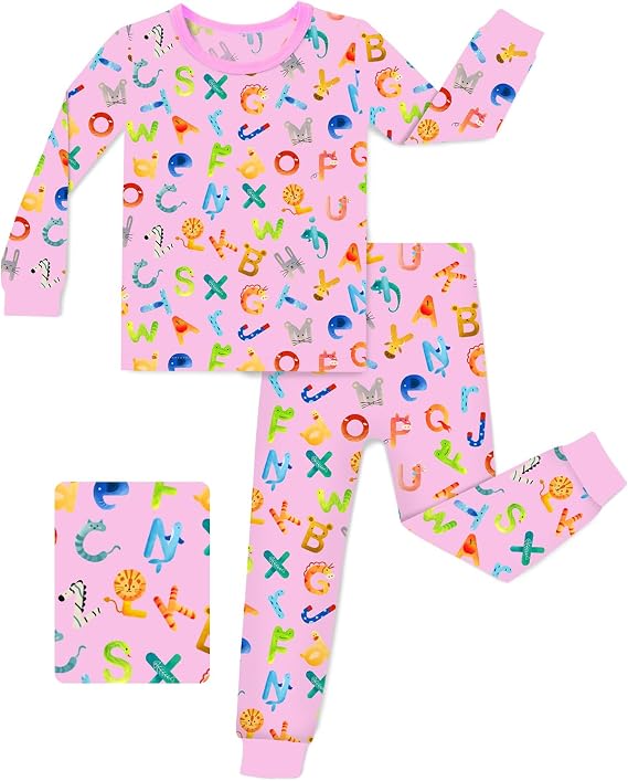 babee Reshinee Bamboo Viscose Toddler Girls Kids Pajama Sets 12M-8Y Snug fit Long-Sleeve Softness Sleepwear Pjs 2pcs Jammies