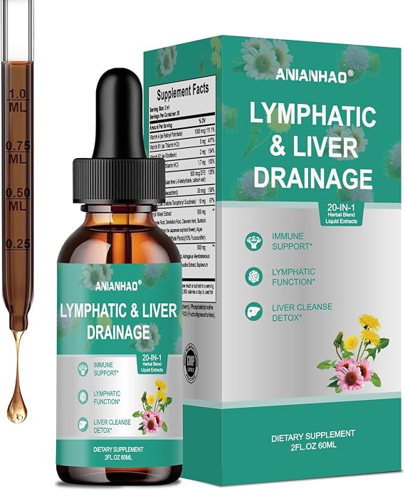 Lymph-Liver Cleanse Detox, Liposome Lymphatic Drainage Supplements, Artichoke Lymphatic Drainage & Liver Repair Supplement with All Vitamins, Reduce Swelling and Cleanse Lymph, 60ml