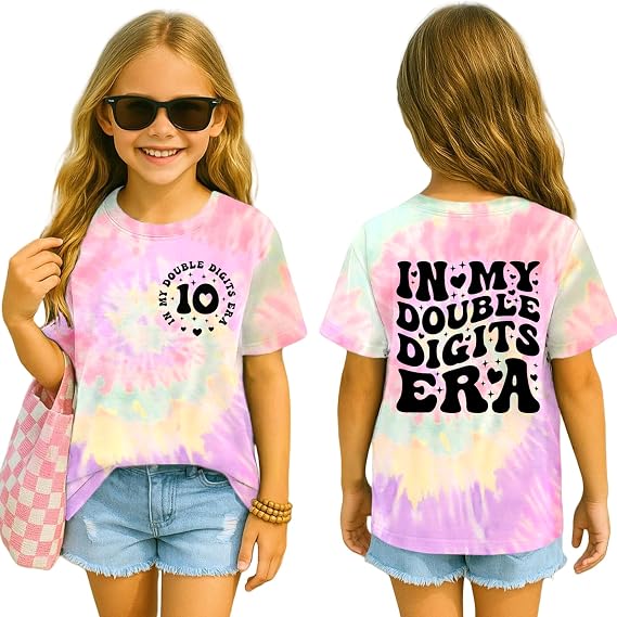 in My Double Digits Era Shirt 10th Birthdays T-Shirts Girl Party Tee Tops