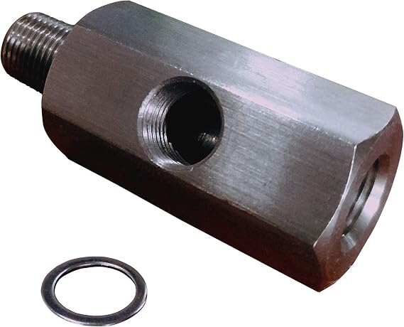 Oil Pressure Sensor Tee M12-1.5 Female to M12-1.5 Male with 1/8 NPT Gauge Port Adapter Turbo Supply Feed Line T Stainless Steel