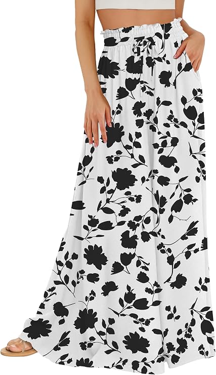Buauty Women's Wide Leg Pants High Waist Palazzo Pants Boho Flowy Dress Pants 2026 Summer Trendy Casual Lounge Beach Trousers