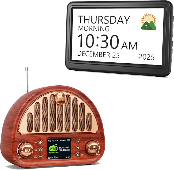 Roxicosly Calendar Clock+Vintage FM Radio with NOAA Weather Alerts