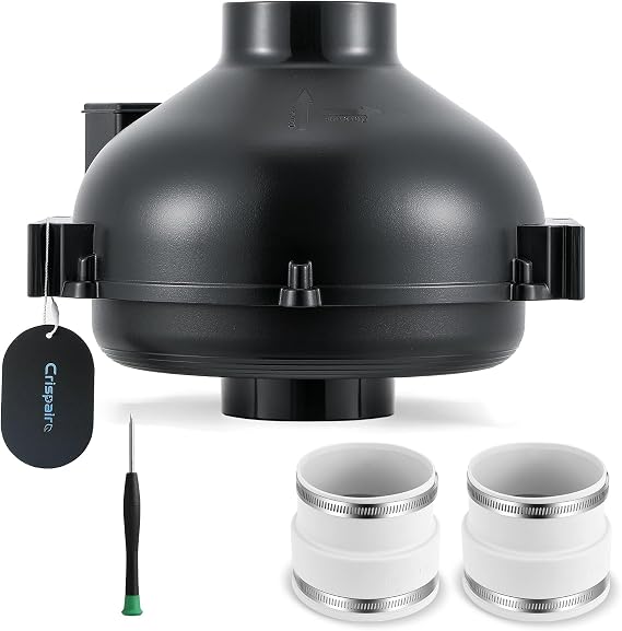 4 inch 150CFM Black Radon Mitigation Duct Fan Kit IP67 Waterproof, 2700RPM Ultra-Quiet and Energy-Efficient Ventilation for Indoor/Outdoor Use