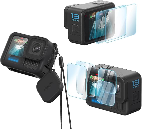 Silicone Protective Case Cover,Screen and Lens Protector for GoPro Hero 13 (Black)